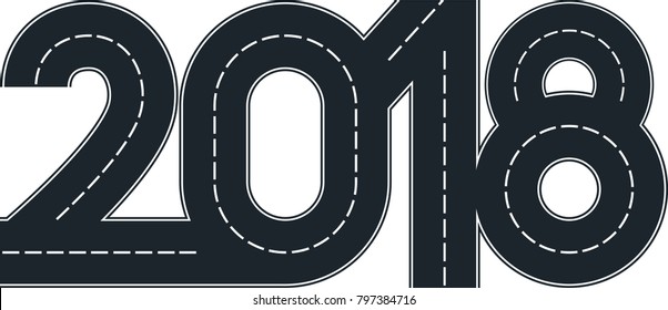 numbers of 2018 year in shape road