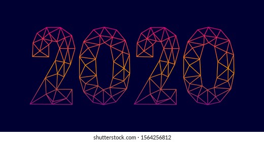 Numbers 2020 triangle shape. Polygonal design illustration. 