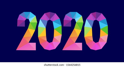Numbers 2020 triangle shape. Polygonal design illustration. 