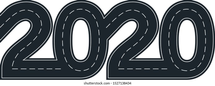 numbers of 2020 year in shape road