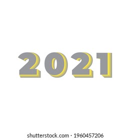 
Numbers 2021. The design is made in 3D. The transition of yellow and gray. White background. Logo, banner, poster. 100% vector illustration.