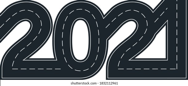 numbers of 2021 year in shape road 