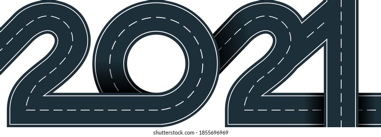 numbers of 2021 year in shape road 