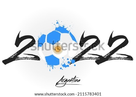 Numbers 2022 and a abstract soccer ball painted in the colors of the England flag. 2022 and flag of England in the form of a soccer ball made of blots. Vector illustration on isolated background