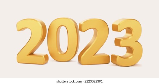 Numbers 2023 isolated. Happy New Year 2023. Realistic vector illustration