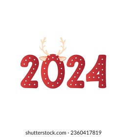 numbers 2024 new year. Vector illustration of lettering inscription