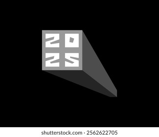 Numbers 2025 in a box, modern stylish design suitable for digital and printing purposes.