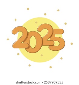 Numbers 2025 for New Year's Eve. Happy 2025 New Year holiday cartoon style vector illustration.