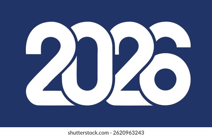 Números 2026 Año aislado en el fondo. 2026 Anuncio mínimo. Arte vectorial dibujado a mano. 