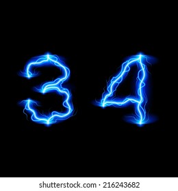 Numbers 3 and 4 in lighting style