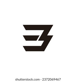 Numbers 3 geometric symbol simple logo vector