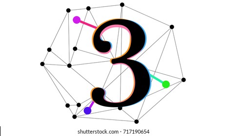 Numbers 3 (Three) with business design and modern style. Vector illustration.