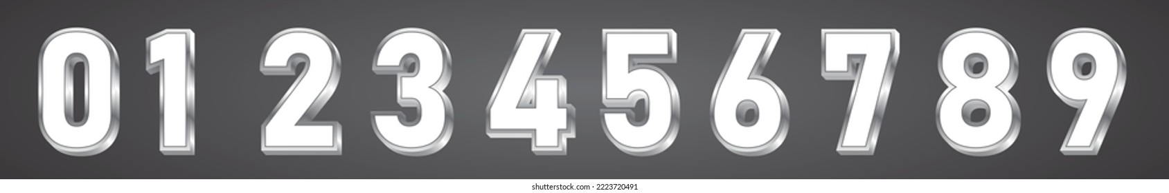Numbers 3D letters 3D numbers number fonts gradation strength steel