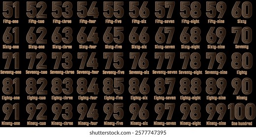 Numbers 51 to 100 chart, brown cream table premium logo icon