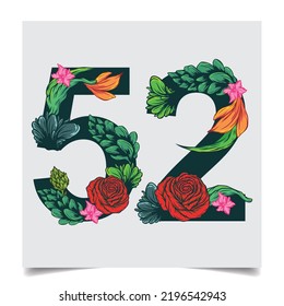 Numbers 52 Vector Colorful Flower Font Stock Vector (Royalty Free ...