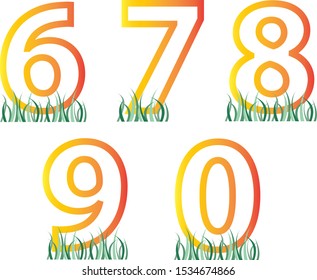 Numbers 6 - 0 and green grass below