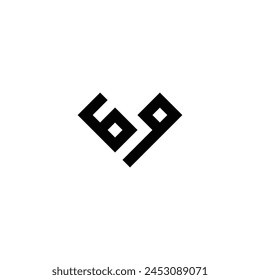 numbers 6 and 9 simple heart logo symbol vector