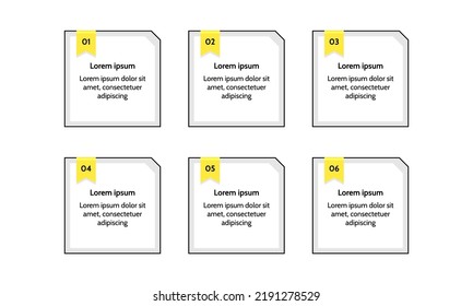 Numbers 6 options or steps. Process, index. Vector isolated illustration Infographic elements design template