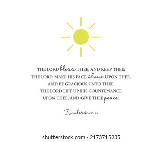 Numbers 6:24-26, Bible Verse poster, Scripture printable, Home wall decor, Christian banner, minimalist creative religious card, baptism gift, biblical poster, Christian gift, vector illustration