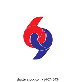 numbers 69 3d design logo vector