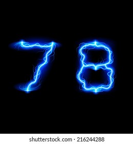 Numbers 7 and 8 in lighting style