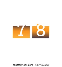 Números 7,8 en el vector de plantilla de icono cuadrado
