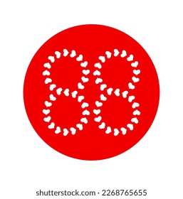 El número 88 está diseñado con un icono de corazones rojos.