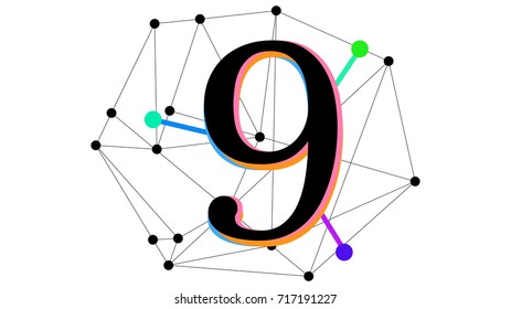 Numbers 9 (Nine ) with business design and modern style. Vector illustration.