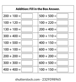 Numbers Addition. Basic kid  Math chart for addition operations in school education. isolated on white background. Vector graphic illustration.