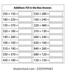 Numbers Addition. Basic kid  Math chart for addition operations in school education. isolated on white background. Vector graphic illustration.