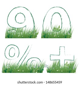 numbers of the alphabet in the grass