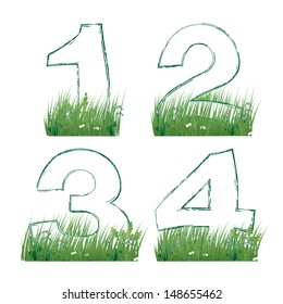 numbers of the alphabet in the grass