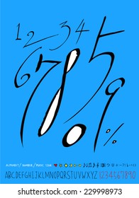 numbers and alphabet - hand drawn in vector