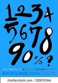 numbers and alphabet - hand drawn in vector