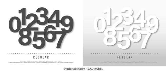 Numbers alphabet letters with long shadow set. font designs for logo, Poster, Invitation, etc. Typography font modern style, Regular. vector illustrator