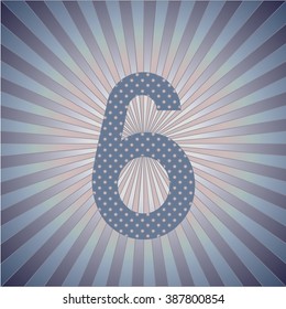 Numbers Arabian. 6. Striped retro background with radiating rays. Burst vector background, retro background design.
