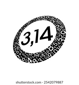 numbers around the circle and the concept of 3,14. the number 3,14 for the educational world. the concept of pi number