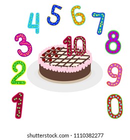 Numbers background, colorful pattern , kids designs , vector