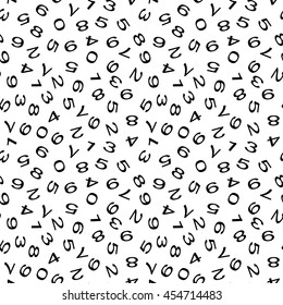 Numbers background. Mathematical seamless pattern. Vector.