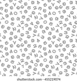 Numbers background. Mathematical seamless pattern. Vector.