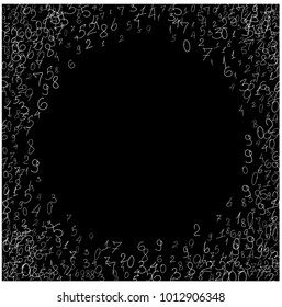 Numbers, background. Scribbled hand drawn numbers for card, poster, banner. Vector background with numbers in primitive style. Simple pattern for your design.