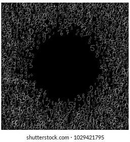 Numbers, background. Scribbled hand drawn numbers for card, poster, banner. Vector background with numbers in primitive style. Simple pattern for your design.