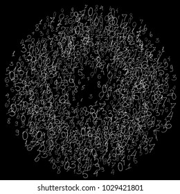 Numbers, background. Scribbled hand drawn numbers for card, poster, banner. Vector background with numbers in primitive style. Simple pattern for your design.