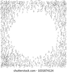 Numbers, background. Scribbled hand drawn numbers for card, poster, banner. Vector background with numbers in primitive style. Simple pattern for your design.