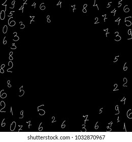 Numbers, background. Scribbled hand drawn numbers for card, poster, banner. Vector background with numbers in primitive style. Simple pattern for your design.