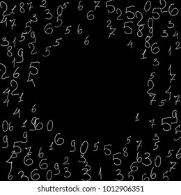 Numbers, background. Scribbled handwritten numbers for card, poster, banner. Vector background with numbers in primitive style. Simple pattern for your design.