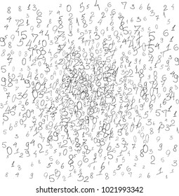 Numbers, background. Scribbled handwritten numbers for card, poster, banner. Vector background with numbers in primitive style. Simple pattern for your design.
