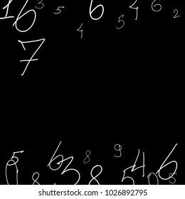 Numbers, background. Scribbled handwritten numbers for card, poster, banner. Vector background with numbers in primitive style. Simple pattern for your design.