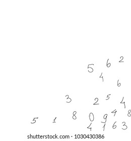 Numbers, background. Scribbled handwritten numbers for card, poster, banner. Vector background with numbers in primitive style. Simple pattern for your design.