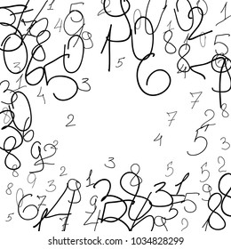 Numbers, background. Scribbled handwritten numbers for card, poster, banner. Vector background with numbers in primitive style. Simple pattern for your design.
